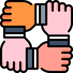 grasping hands (representing teamwork)